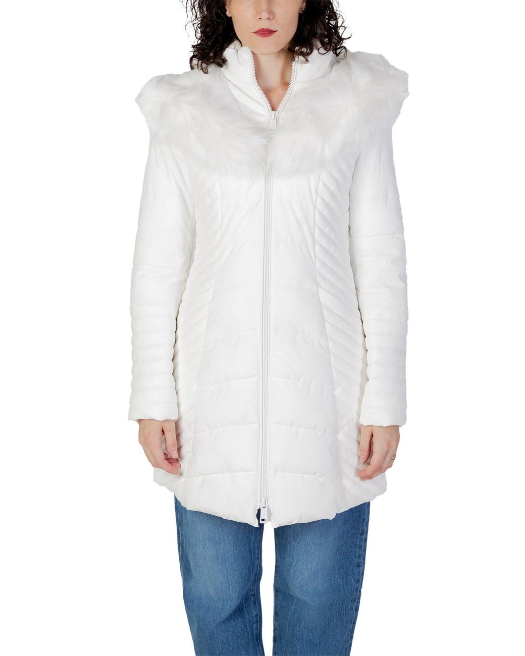 Guess White Polyester Coat