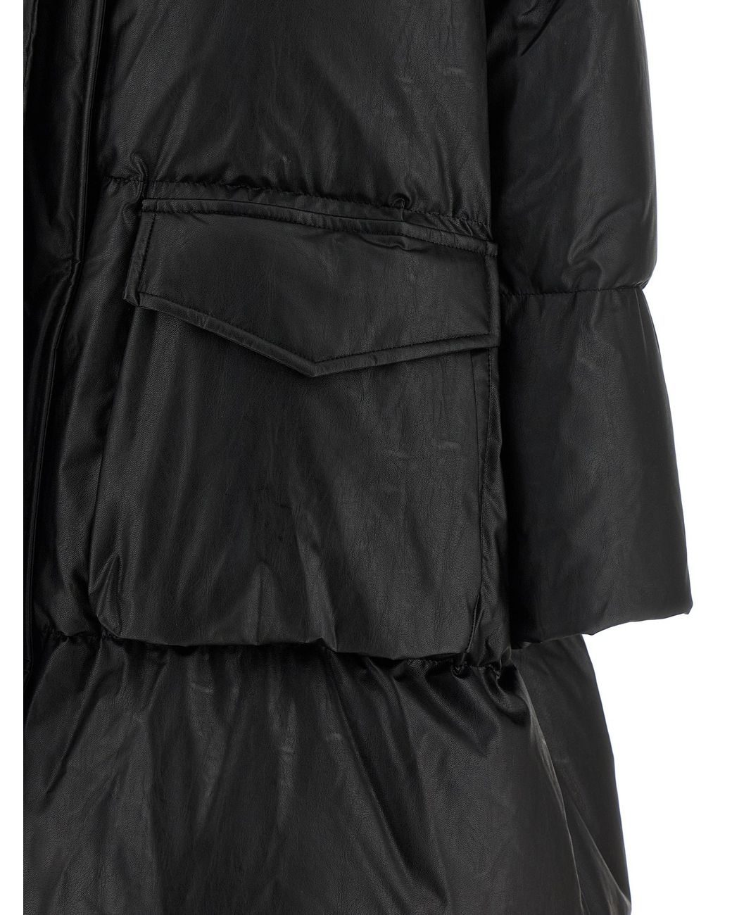 MM6 by Maison Margiela Black Scarf Down Jacket Viscose Jacket, Parka, Casual