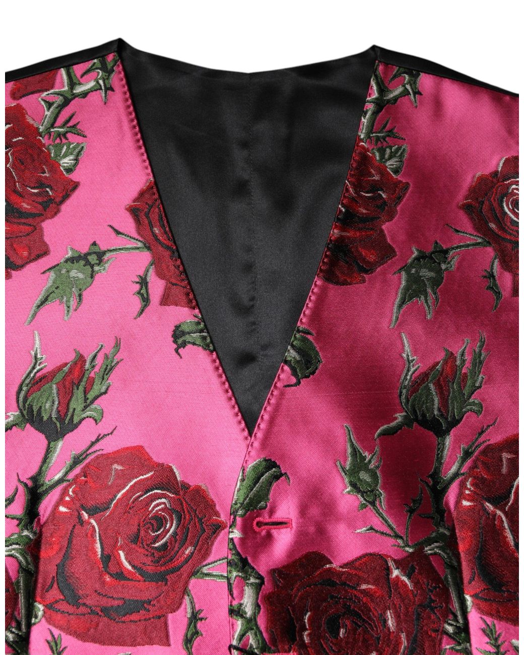 Dolce & Gabbana Red Floral Satin Formal Waistcoat Vest for men