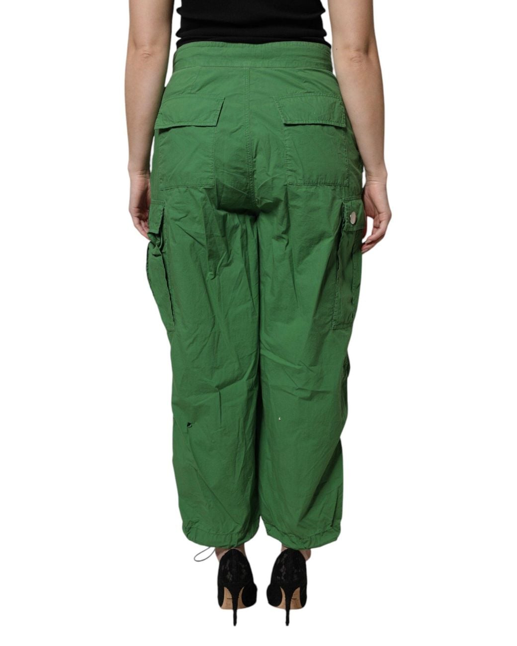 Dolce & Gabbana Green Cotton High Waist Cargo Pants