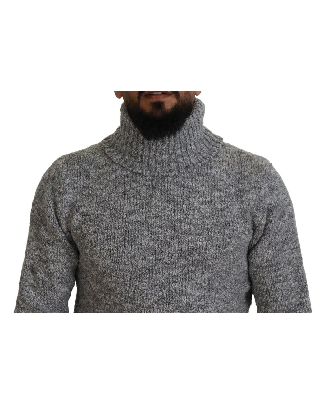 Dolce & Gabbana Gray Wool Knit Turtleneck Pullover Sweater for men