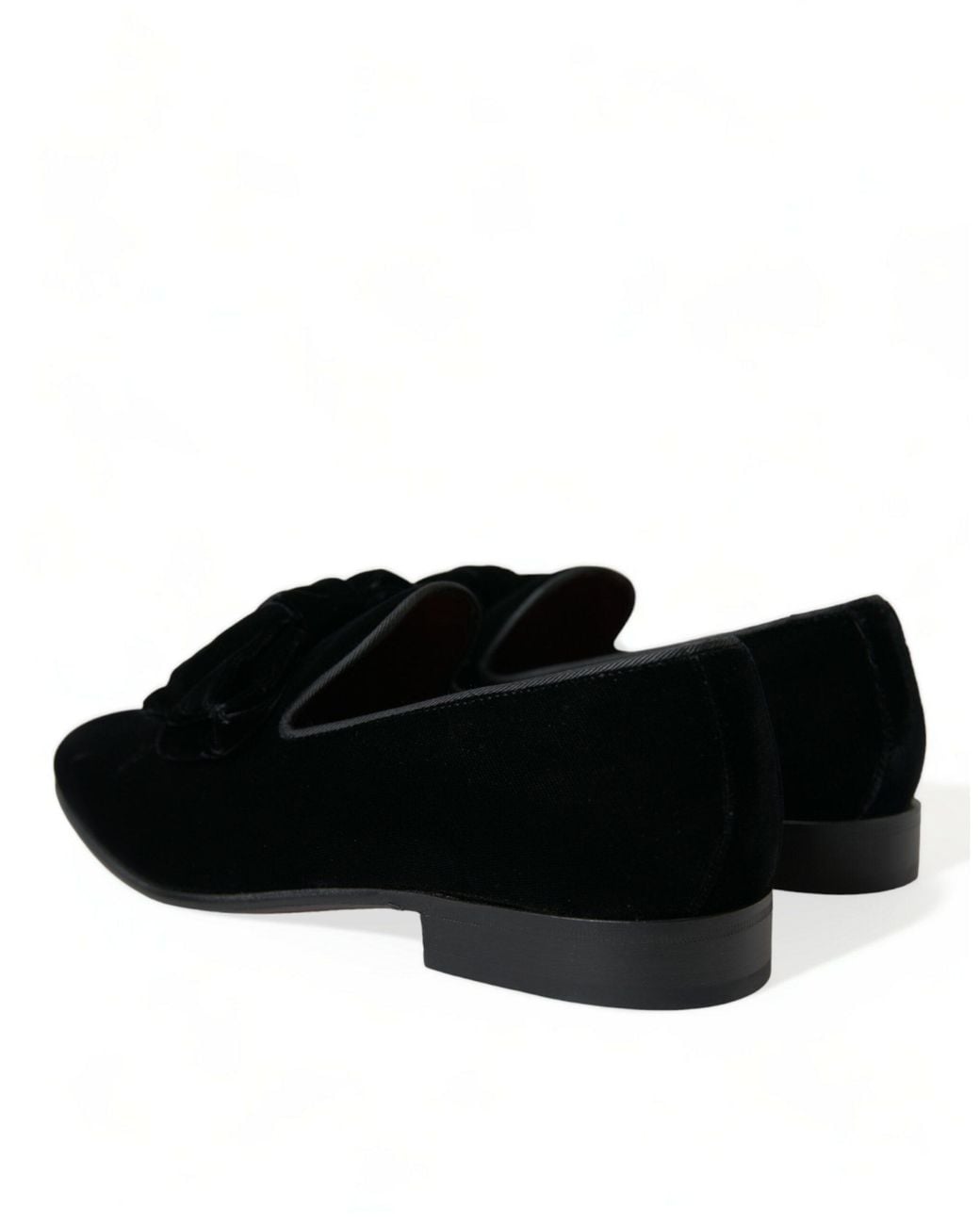 Dolce & Gabbana Black Velvet Loafers Formal Dress Shoes for men