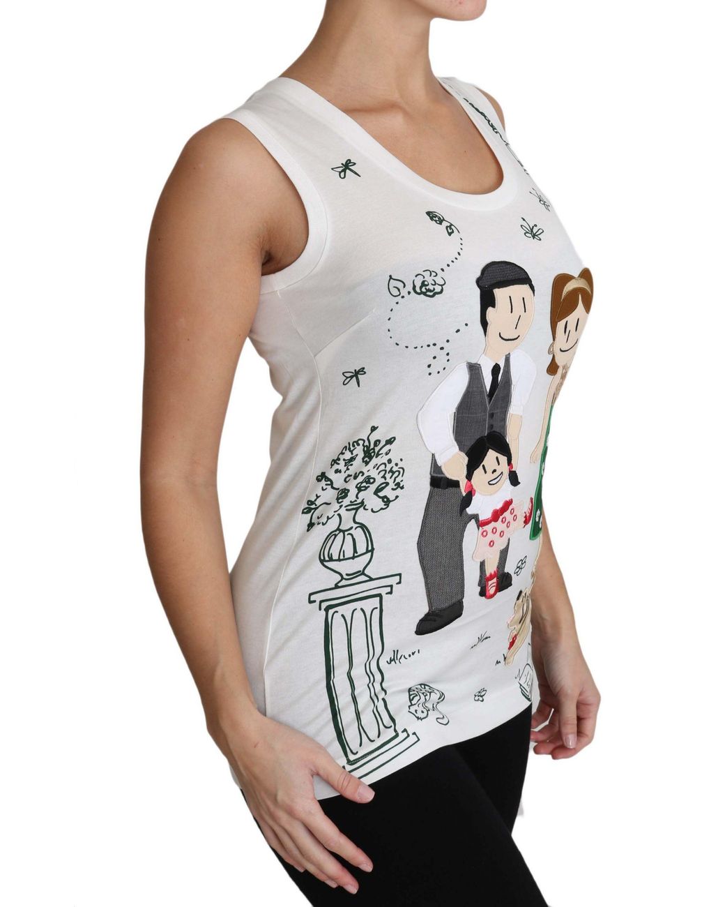 Dolce & Gabbana White Family Tank Top Tsh3162
