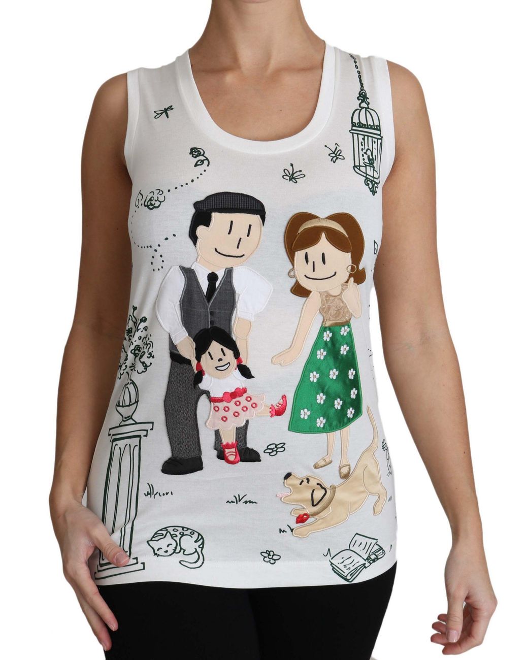 Dolce & Gabbana White Family Tank Top Tsh3162