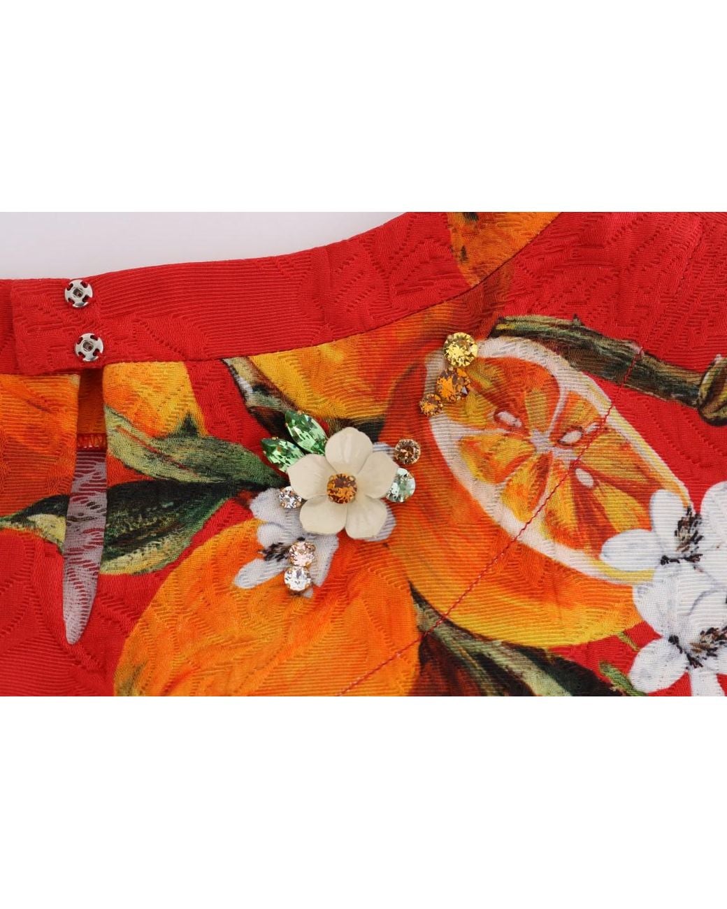 Dolce & Gabbana Red Print Crystal-Embellished Blouse