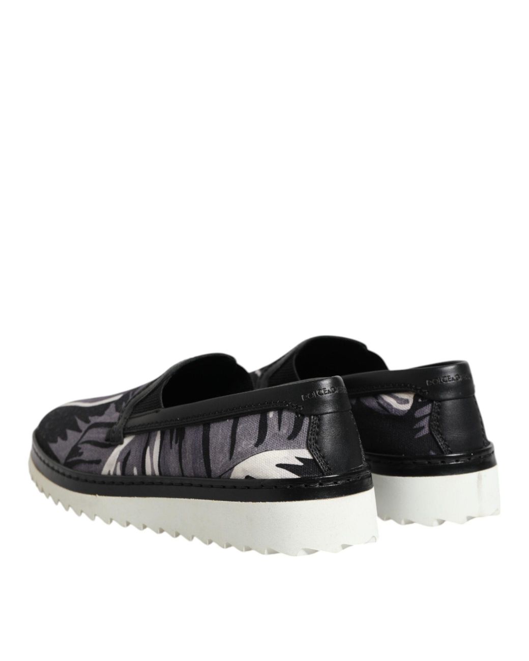Dolce & Gabbana Black Tropical Slip On Sneakers Shoes for men