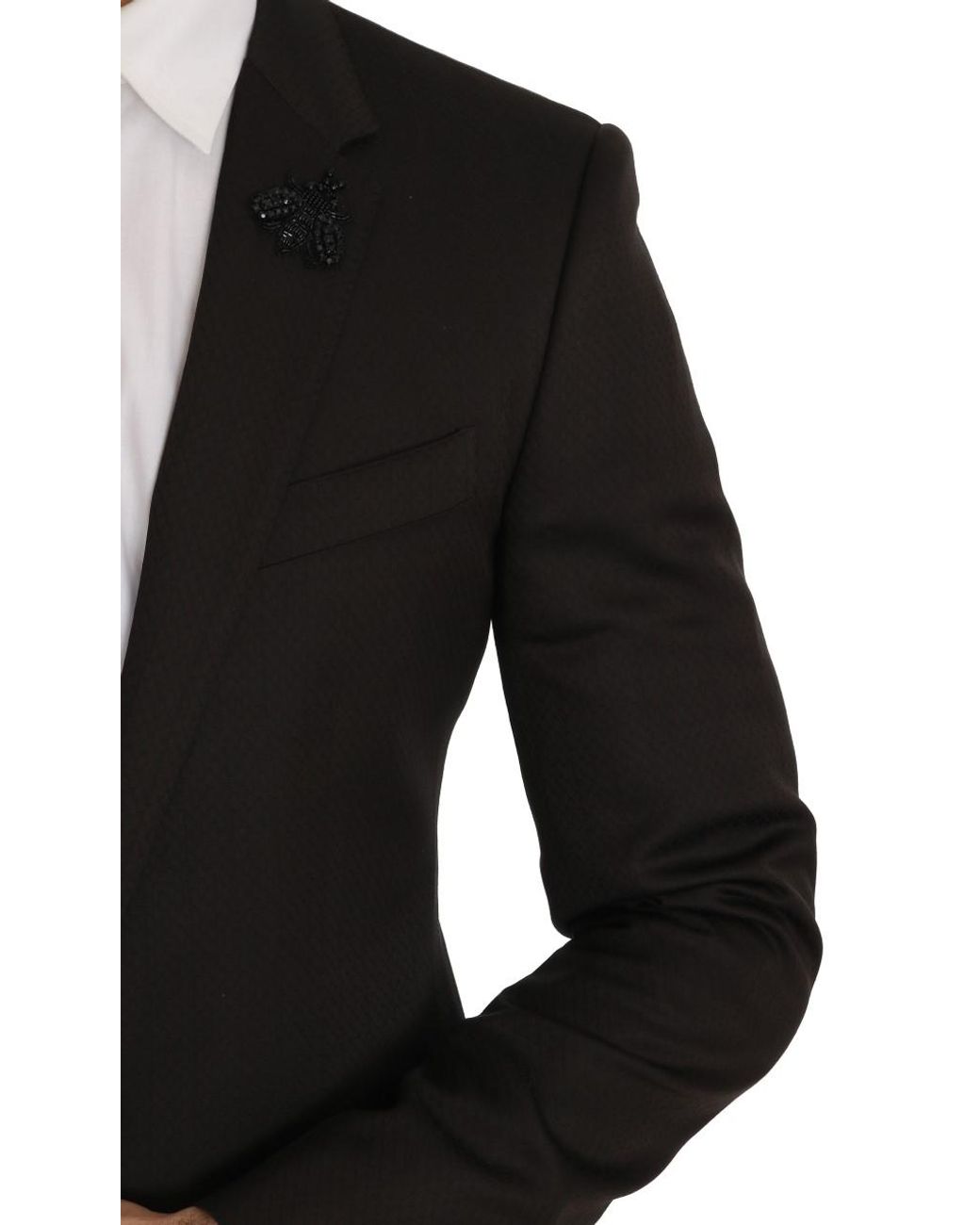 Dolce & Gabbana Black Brown Wool Crystal Bee Slim Fit Martini for men