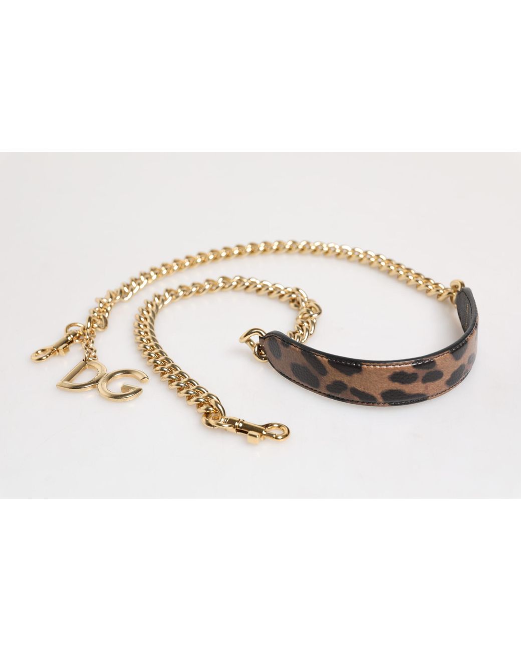 Dolce & Gabbana White Leopard Brass Chain Accessory Shoulder Strap Calf Leather Real Bag