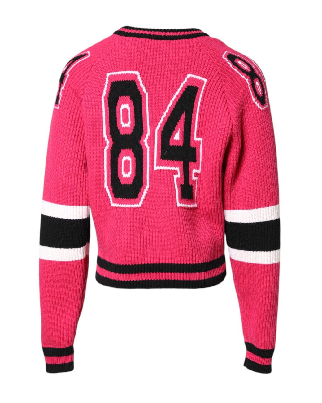 Dolce & Gabbana Pink Ribbed Knit Pullover Sweater for men