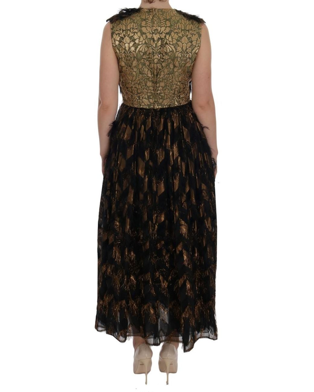Dolce & Gabbana Black Silk Brown Fringes A-line Dress