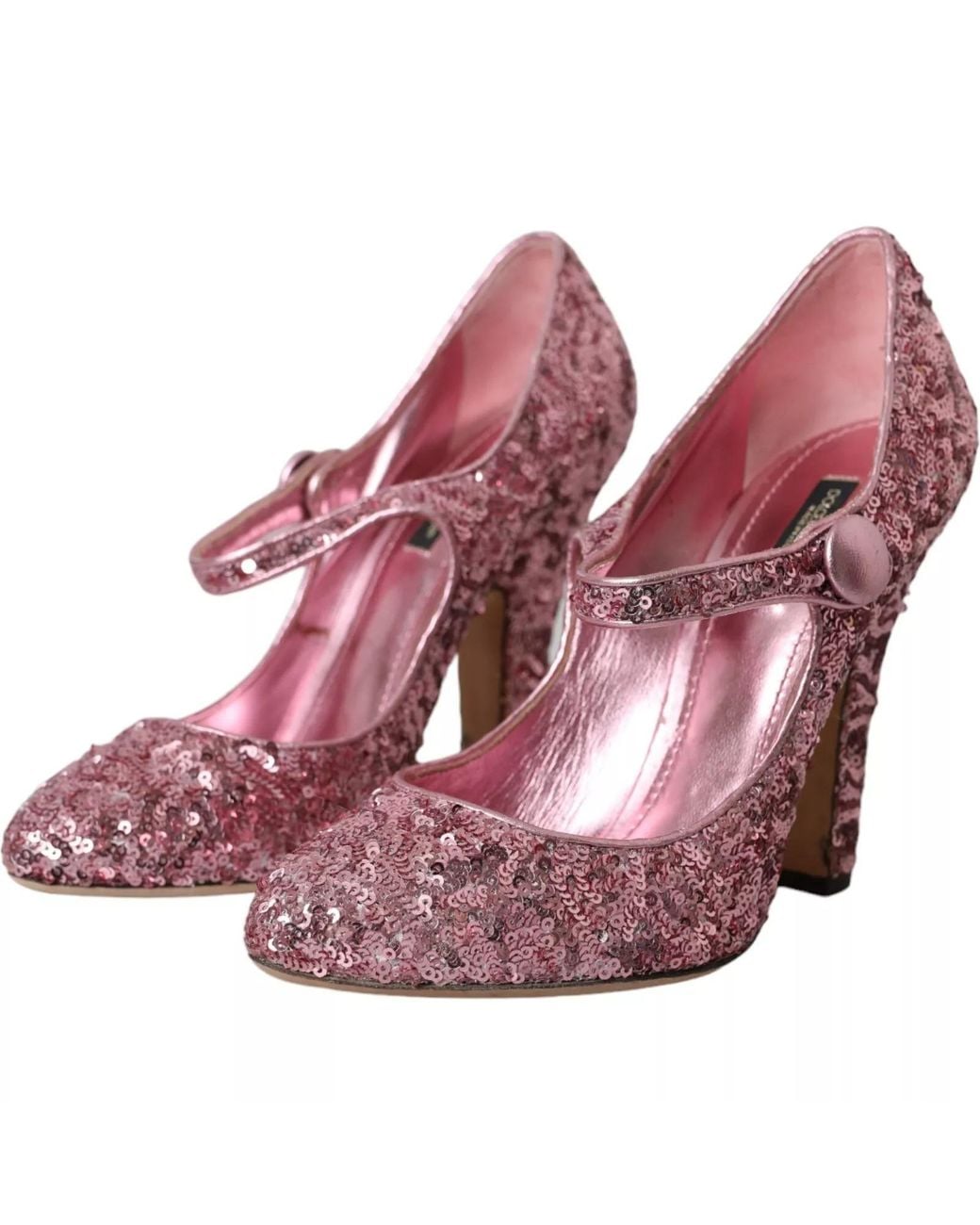Dolce & Gabbana Pink Sequin Mary Jane Pumps High Heels Shoes