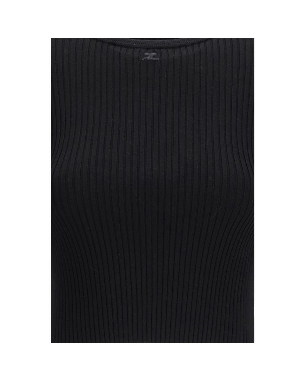 Courreges Black Viscose T-Shirt