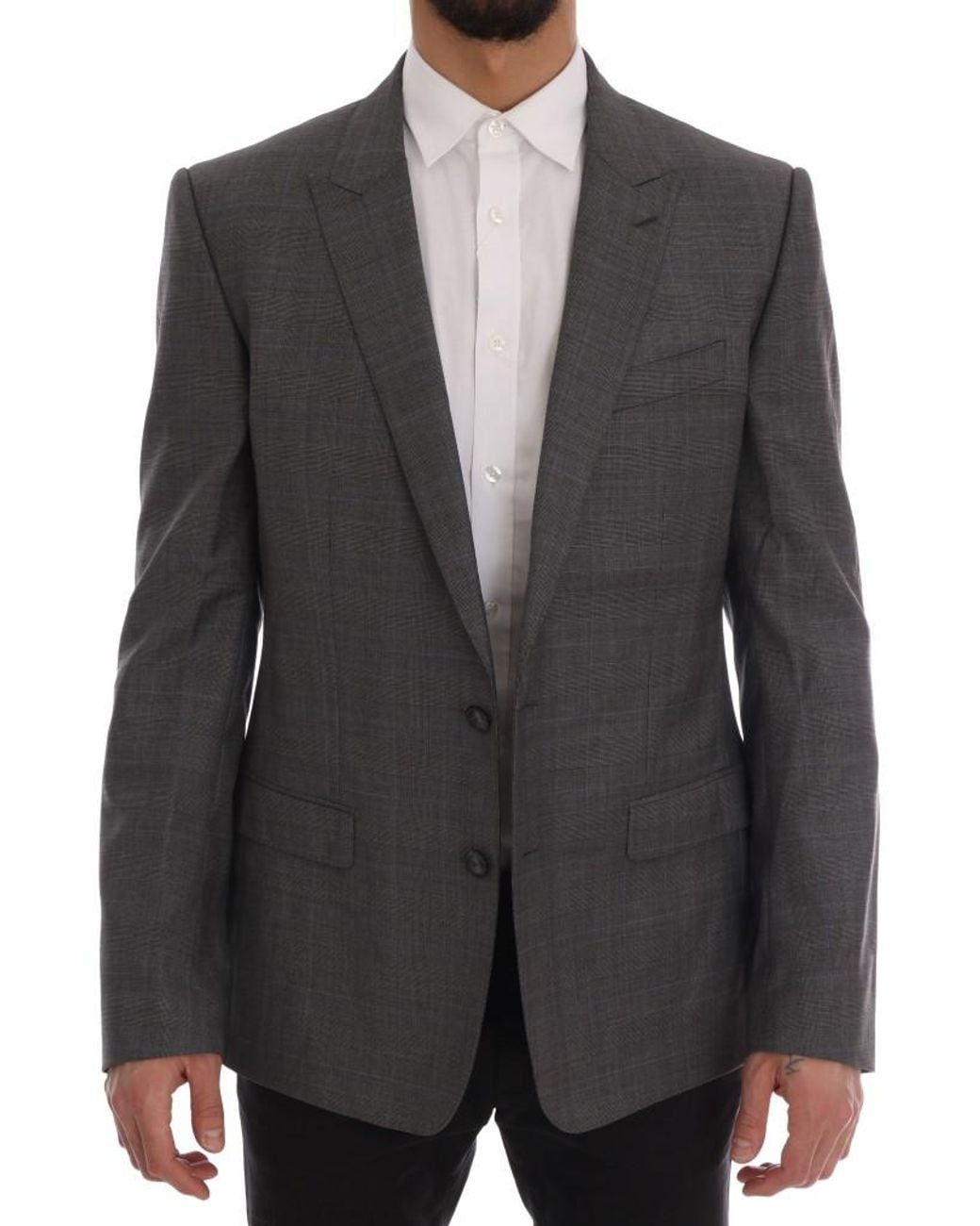 Dolce & Gabbana Black Dolce Gabbana Gray Wool Martini Slim Blazer for men