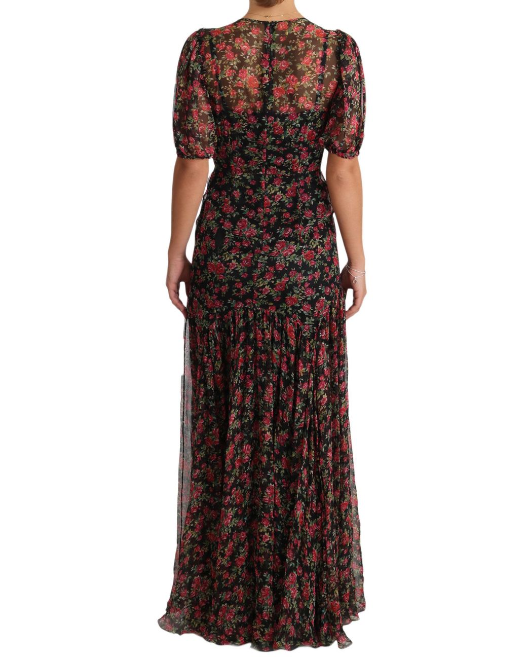 Dolce & Gabbana Black Floral Roses A-Line Shift Gown