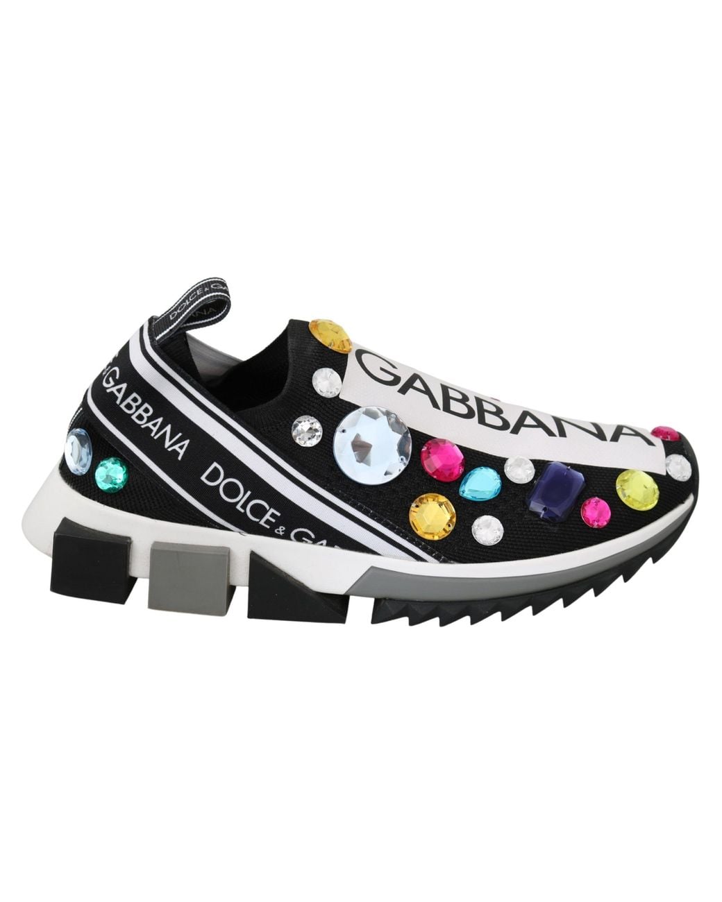 Dolce & Gabbana Black Crystal Sneakers Shoes