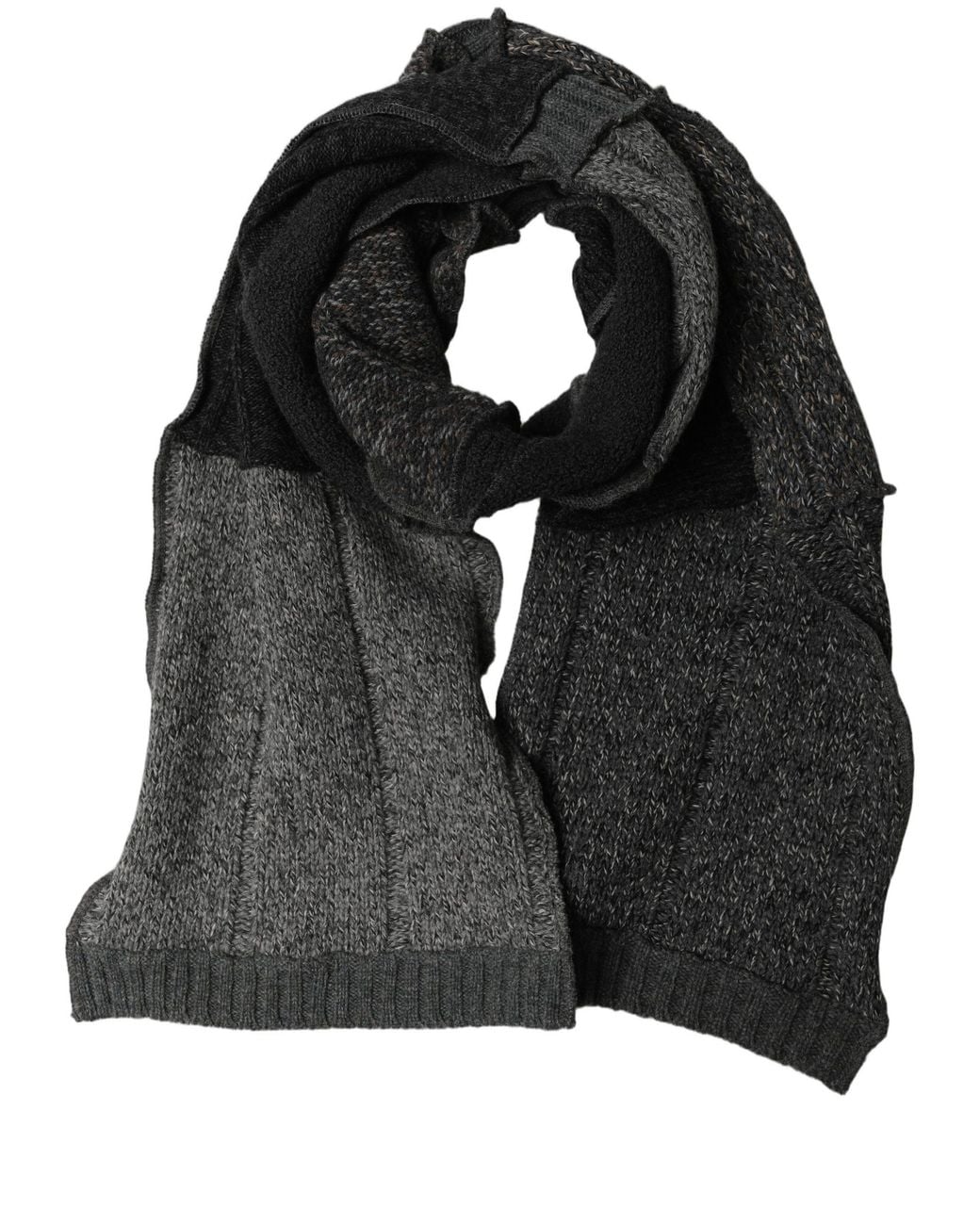 Dolce & Gabbana Black Patchwork Wool Knit Shawl Scarf