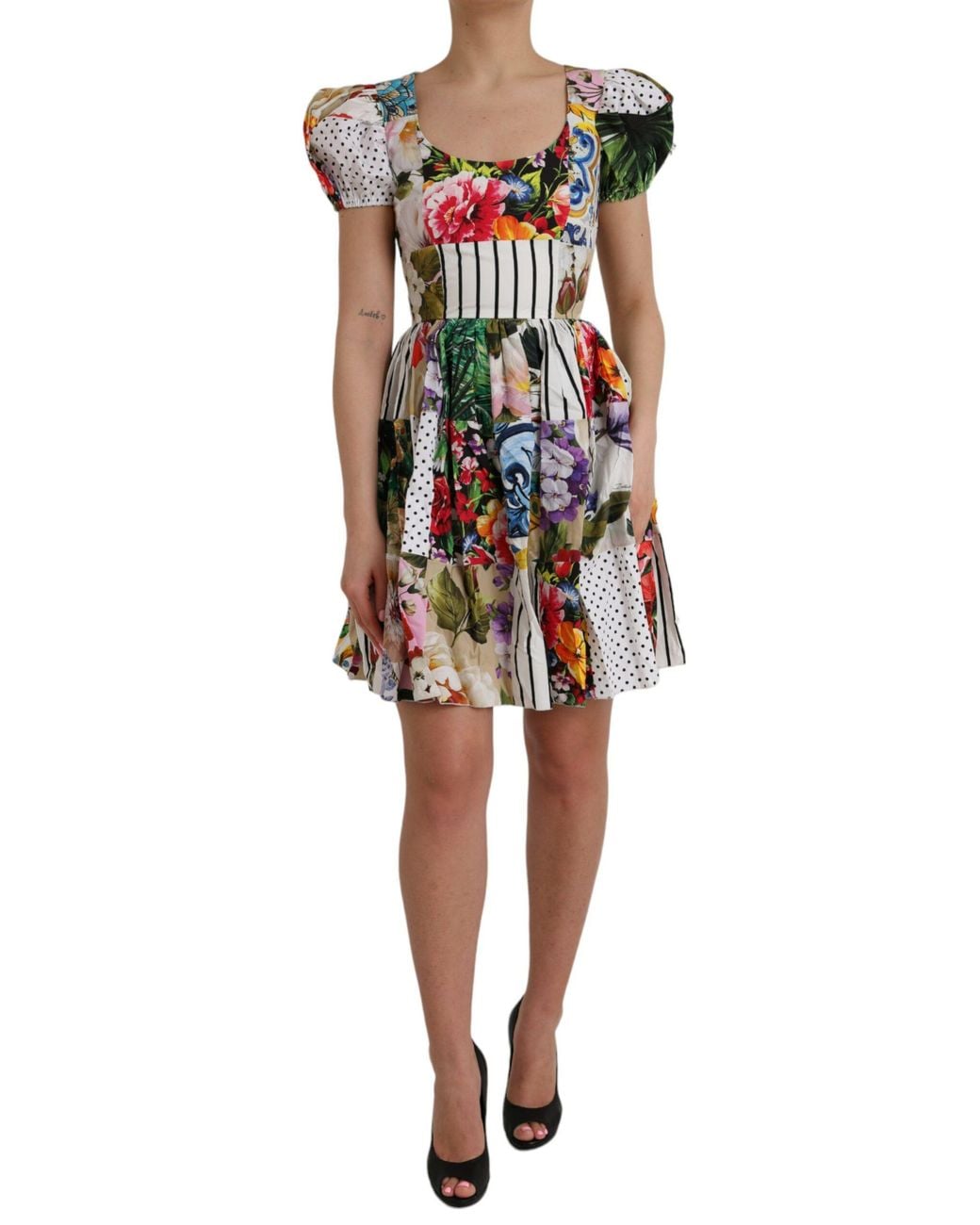 Dolce & Gabbana Multicolor Patchwork Cotton Aline Mini Dress