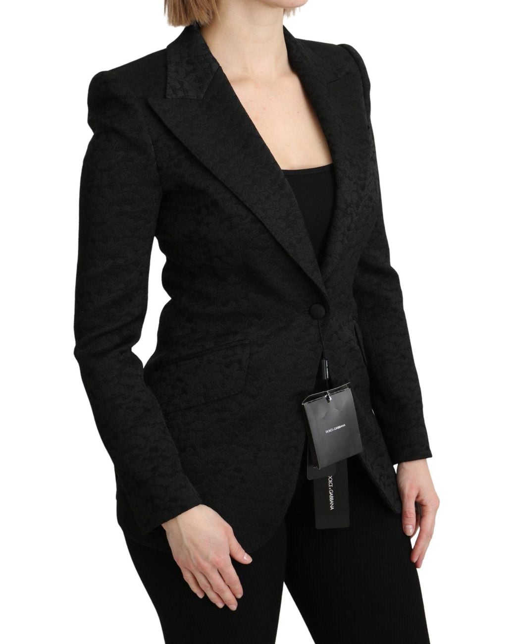 Dolce & Gabbana Dolce Gabbana Black Brocade Single Breasted Blazer Jacket