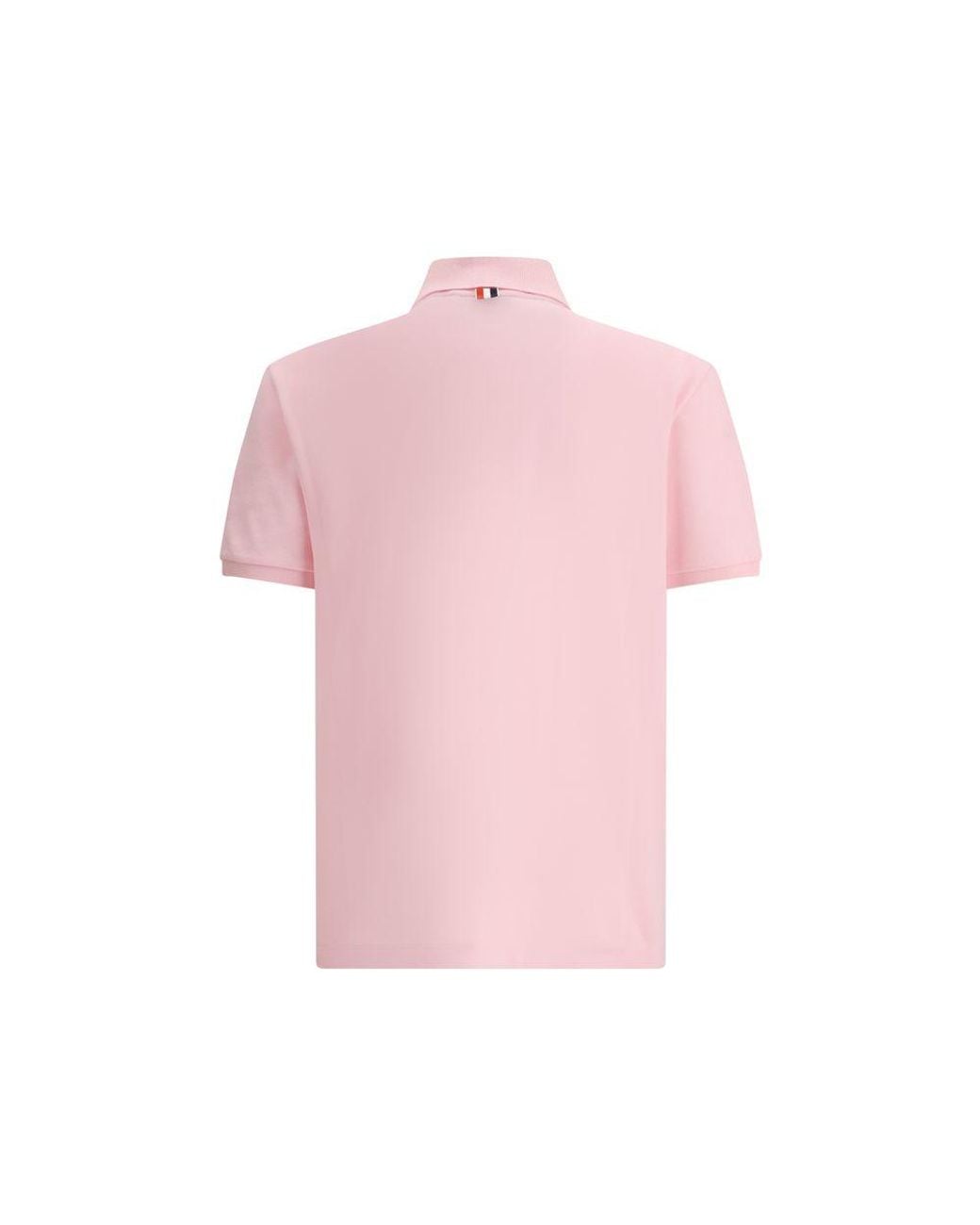Thom Browne Pink Polo Shirt Whit Iconic Bands for men