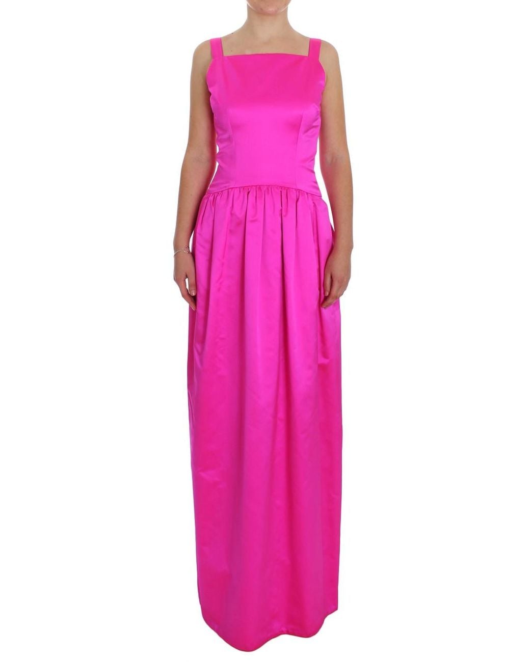 Dolce & Gabbana Pink Silk Long Sheath Ball Gown Dress