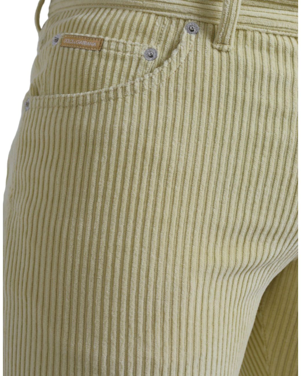 Dolce & Gabbana Natural Corduroy Logo Plaque Skinny Denim Jeans for men