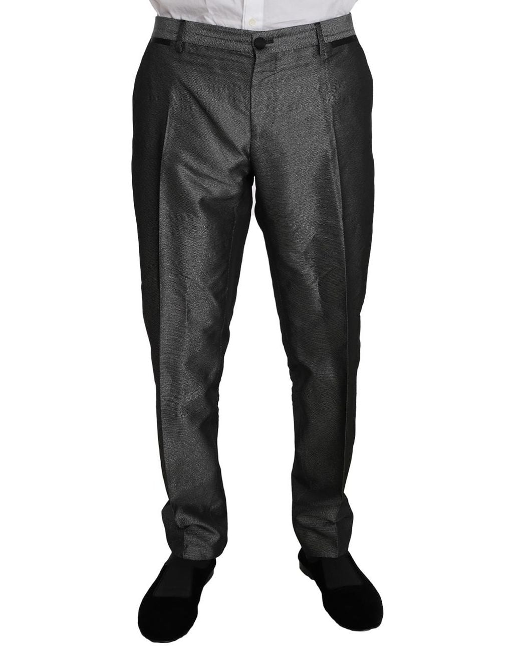 Dolce & Gabbana Black Grey Patterned Martini Piece Suit for men