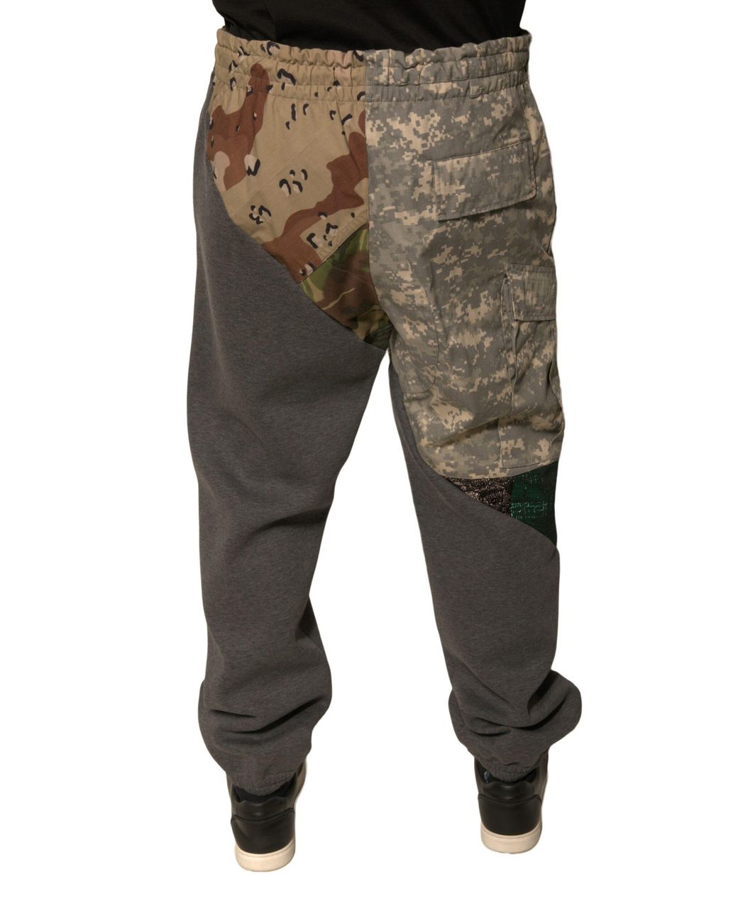Dolce & Gabbana Black Patchwork Cotton Jogger Sweatmen's Pants for men