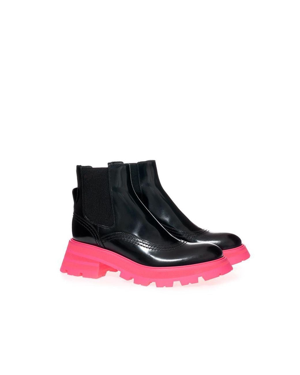 McQueen Pink Leather Chelsea Boots
