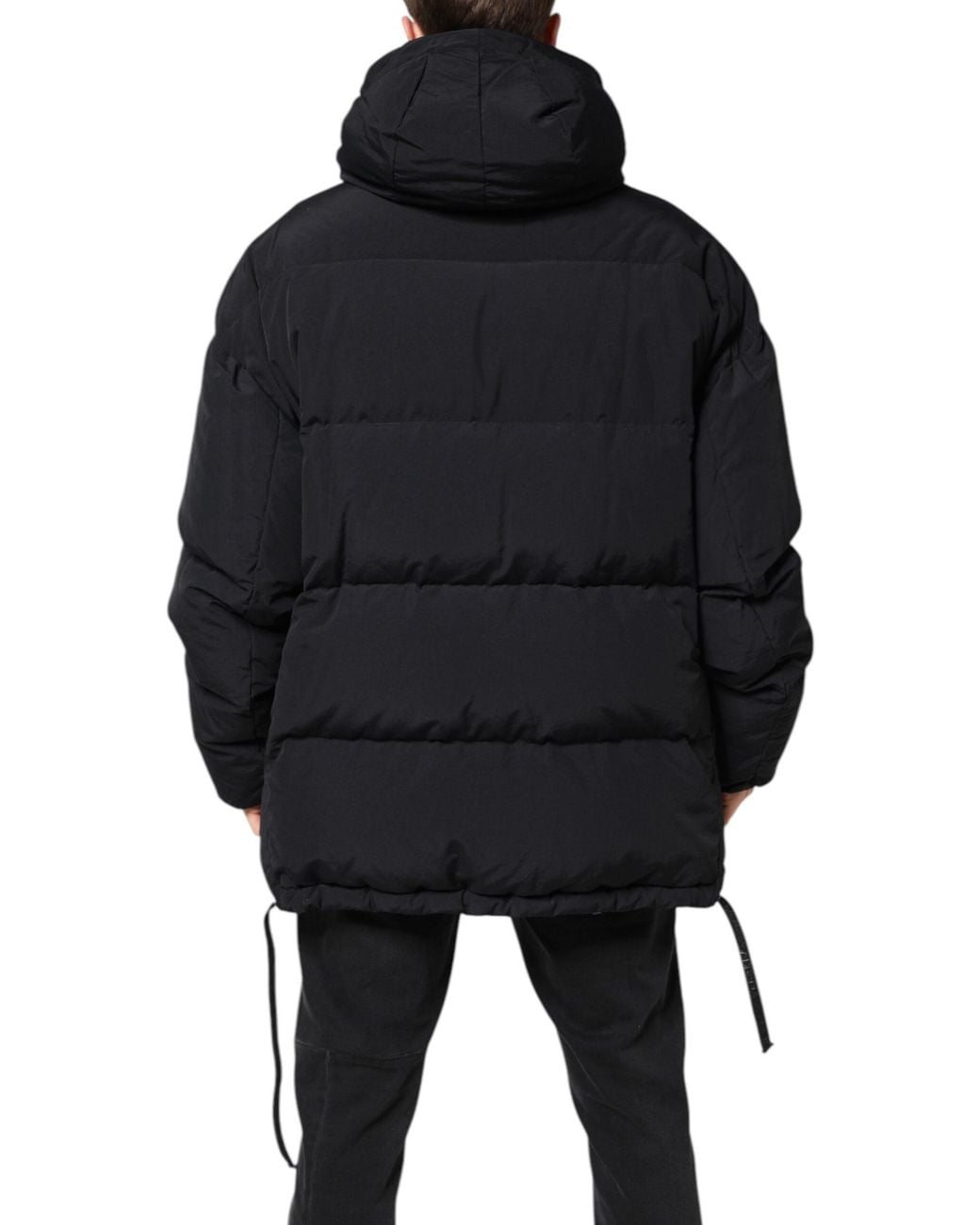 Dolce & Gabbana Black Nylon Full Zip Hooded Parka Jacket for men