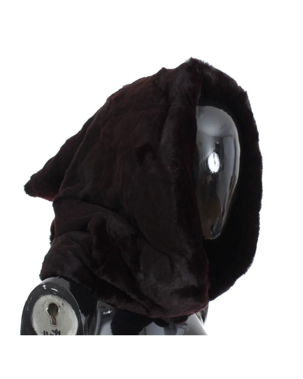Dolce & Gabbana Black Weasel Fur Crochet Hood Scarf Hat