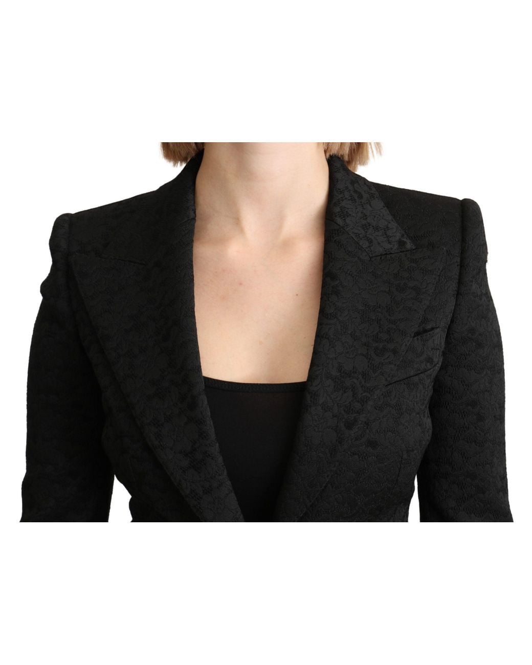 Dolce & Gabbana Dolce Gabbana Black Brocade Single Breasted Blazer Jacket