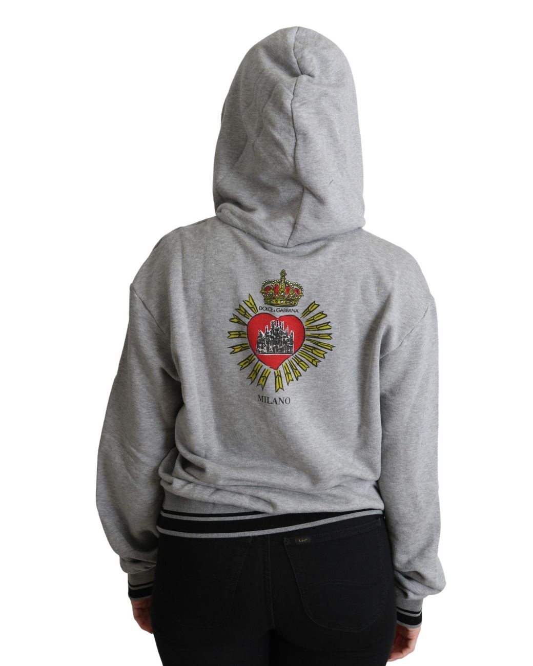 Dolce & Gabbana Gray Grey Printed Hooded Exclusive Logo Sweater