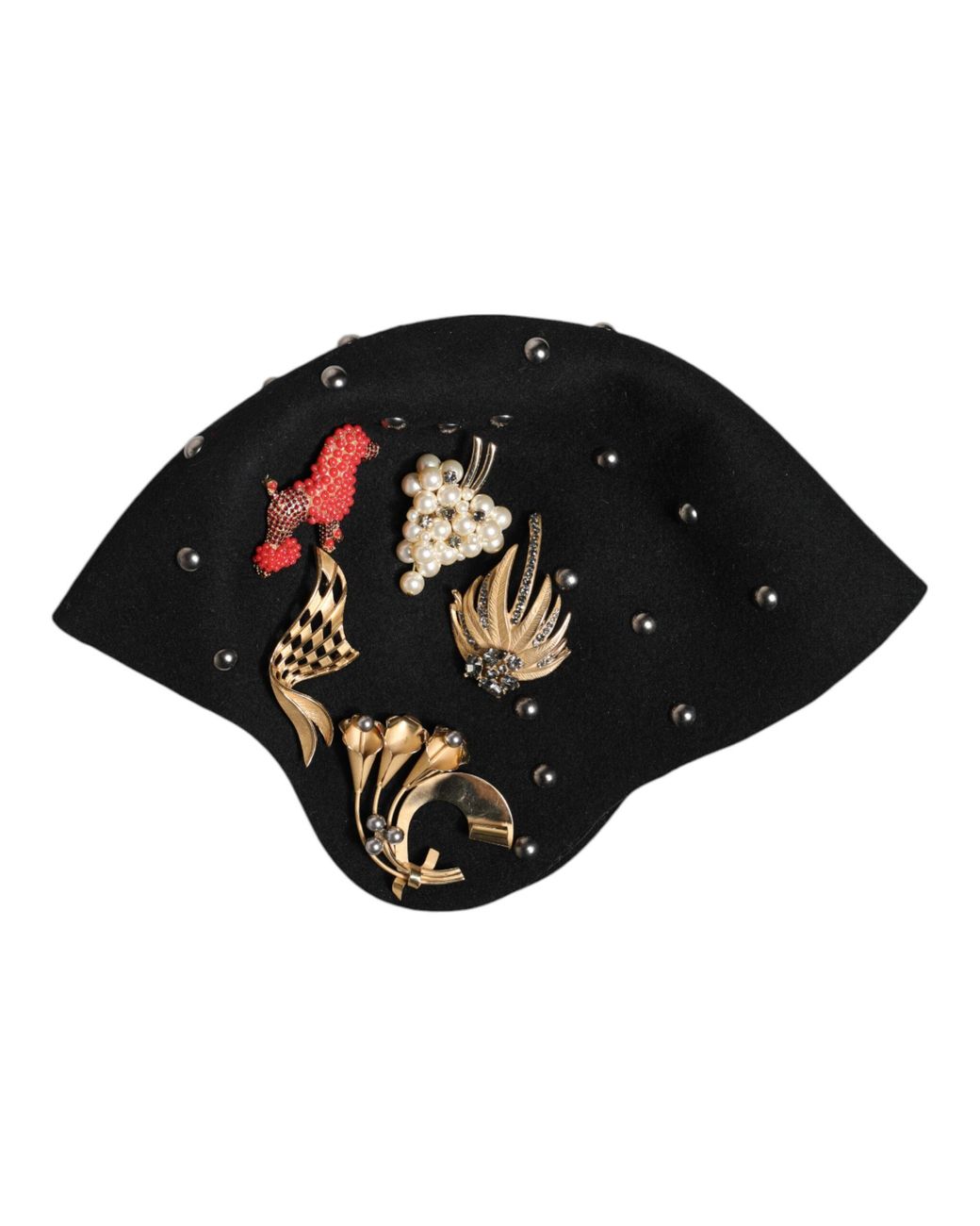 Dolce & Gabbana Black Wool Embellished Cloche Hat