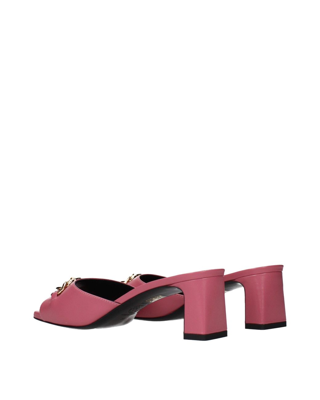 Versace Pink Leather Flat Sandals