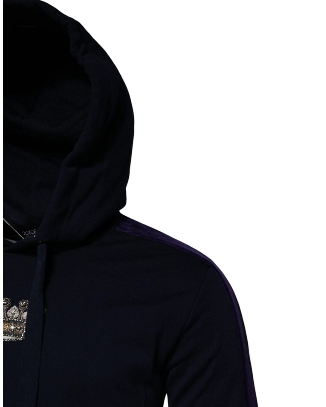 Dolce & Gabbana Blue Crown Cotton Hooded Sweatshirt Sweater for men