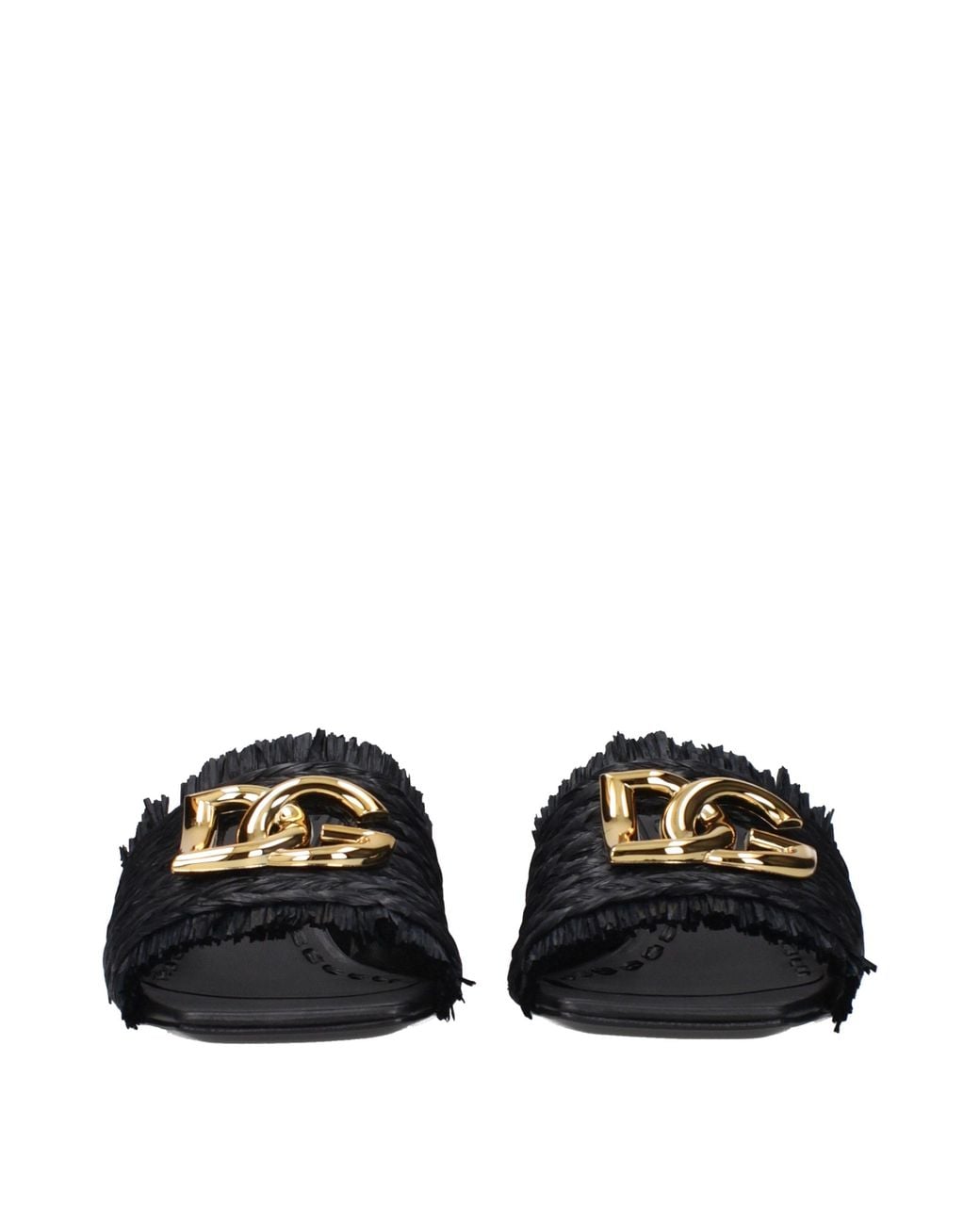 Dolce & Gabbana Black Raffia Platform Sandals