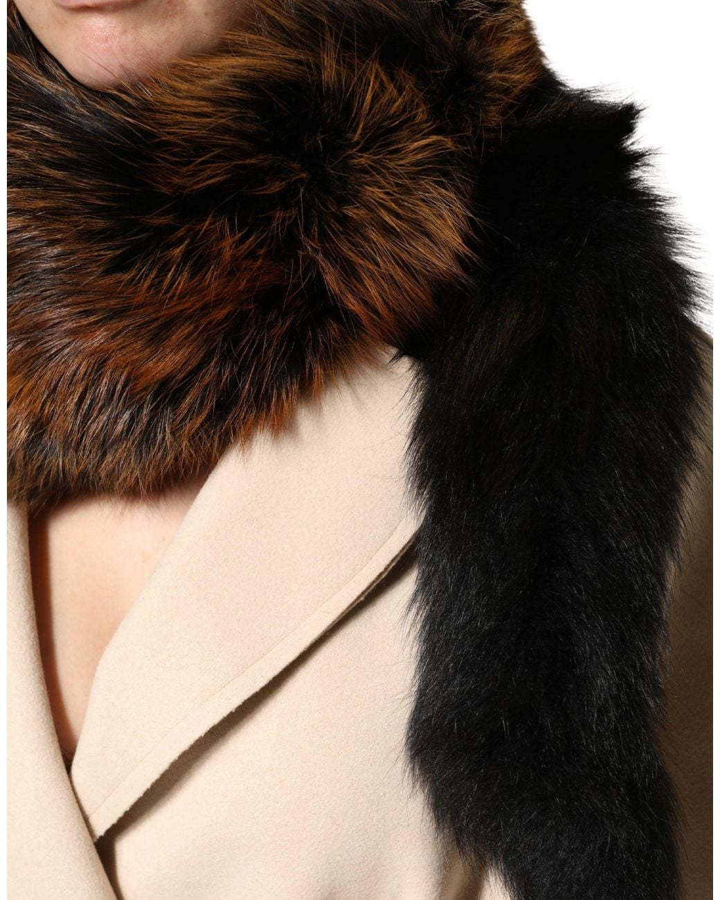 Dolce & Gabbana Brown Fox Fur Neck Warmer Winter Scarf