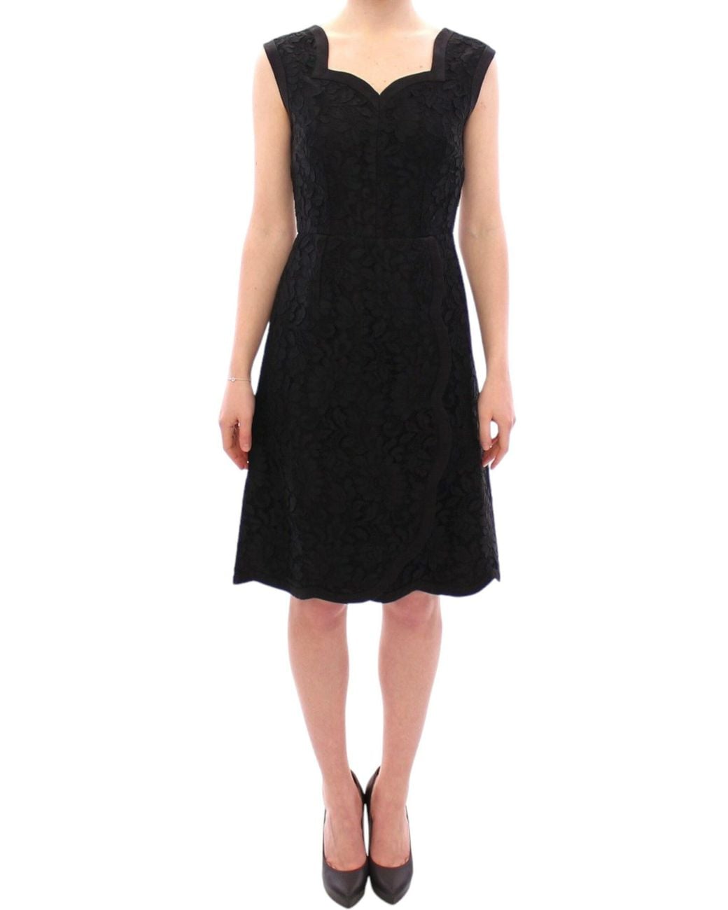 Dolce & Gabbana Black Floral Lace Sicily Runway Dress