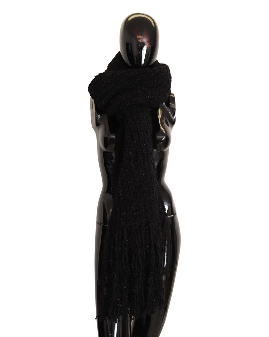 Dolce & Gabbana Black Virgin Wool Knitted Wrap Shawl Scarf