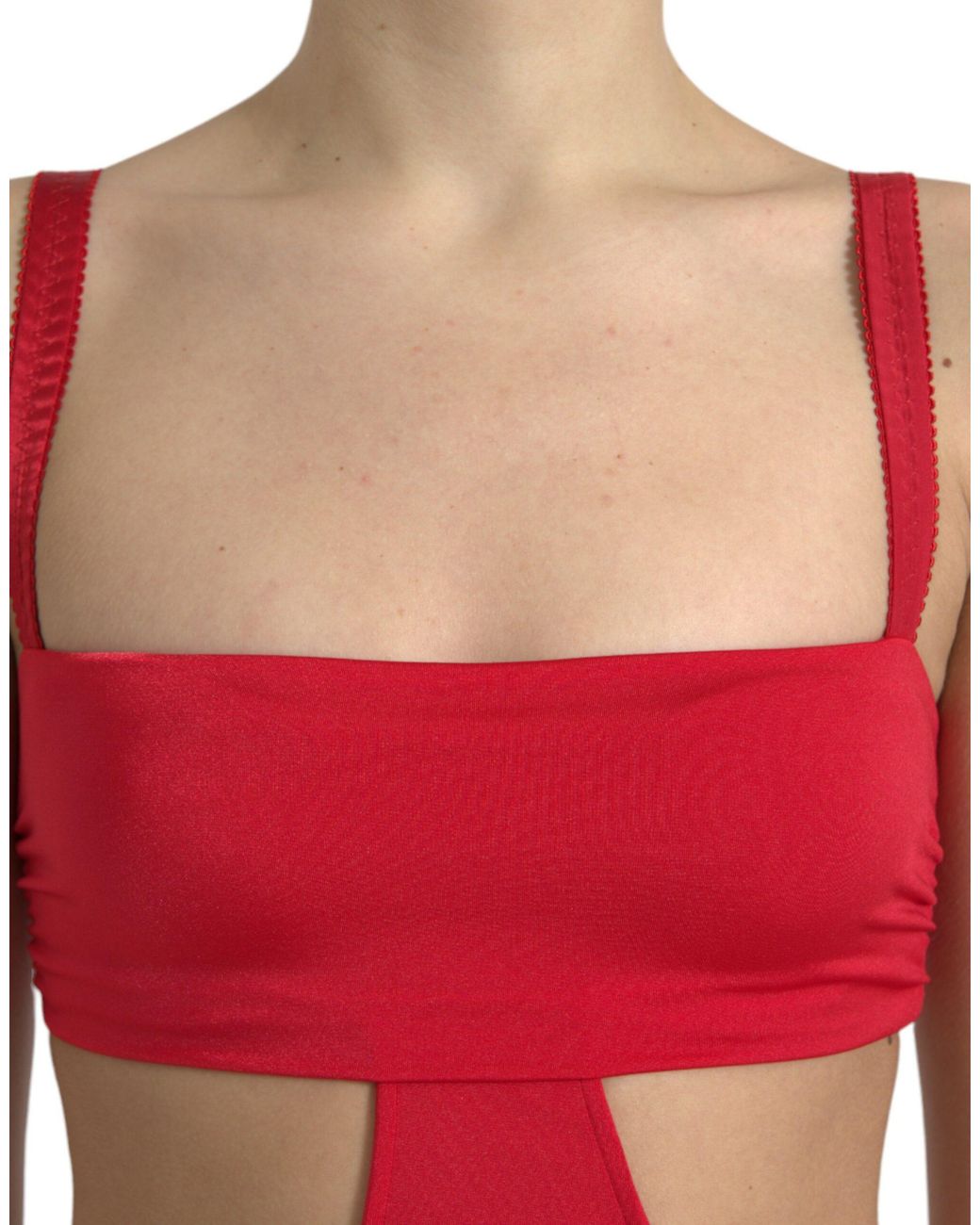 Dolce & Gabbana Red Cutout Nylon Sheath Sleeveless Mini Dress