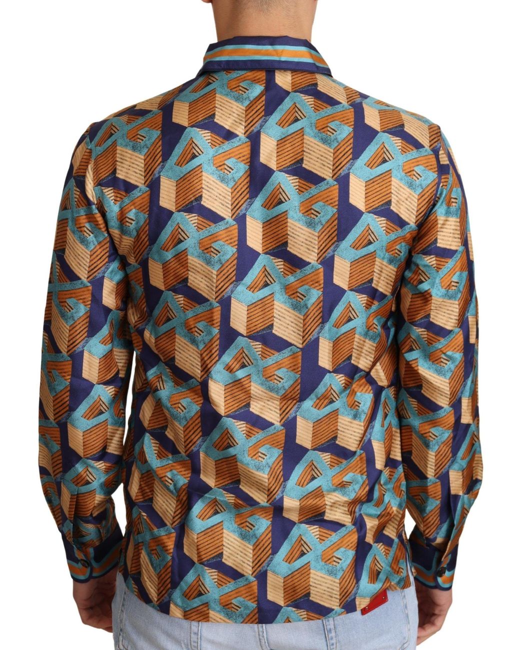 Dolce & Gabbana Blue Dg Logo Silk Top Shirt for men