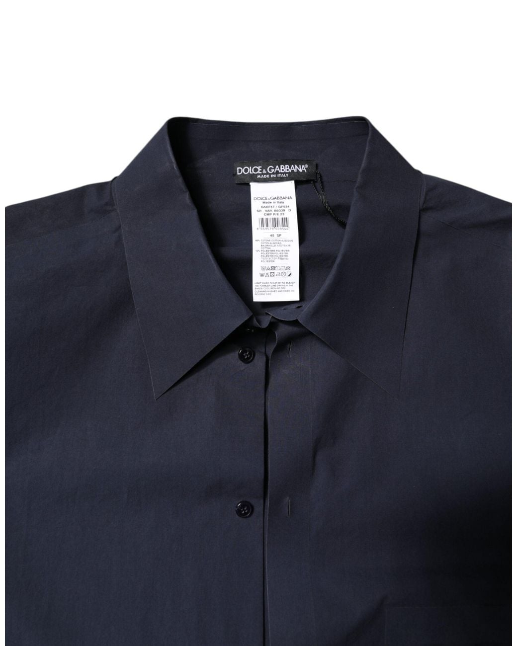 Dolce & Gabbana Blue Dark Cotton Long Sleeve Shirt for men