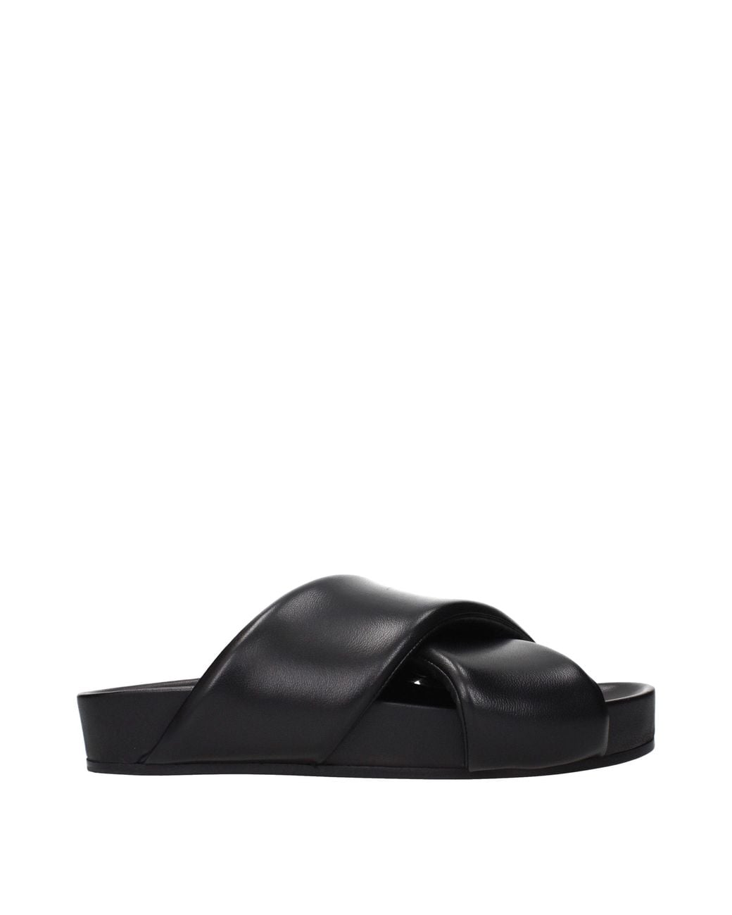 Jil Sander Black Leather Slippers for men