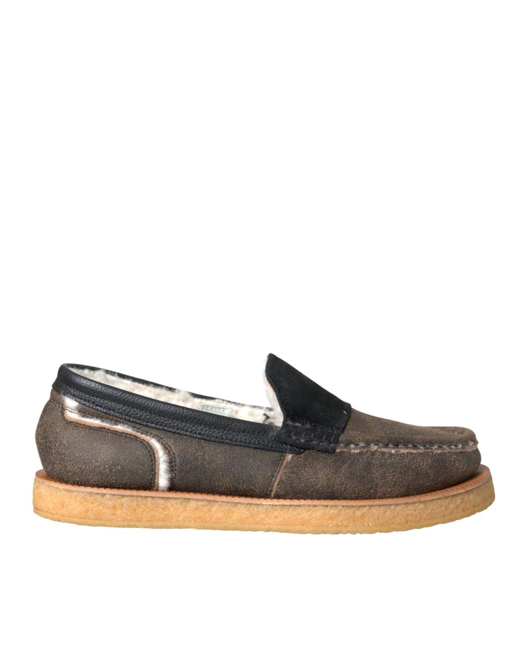 Dolce & Gabbana Multicolor Fur Leather Loafers Shoes for men