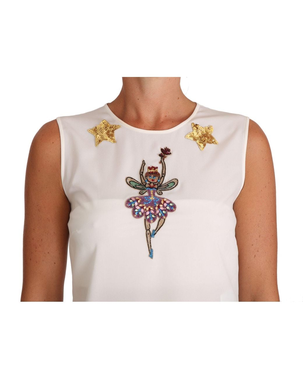 Dolce & Gabbana Pink Silk Embellished Crystal Sequin Fairy Top