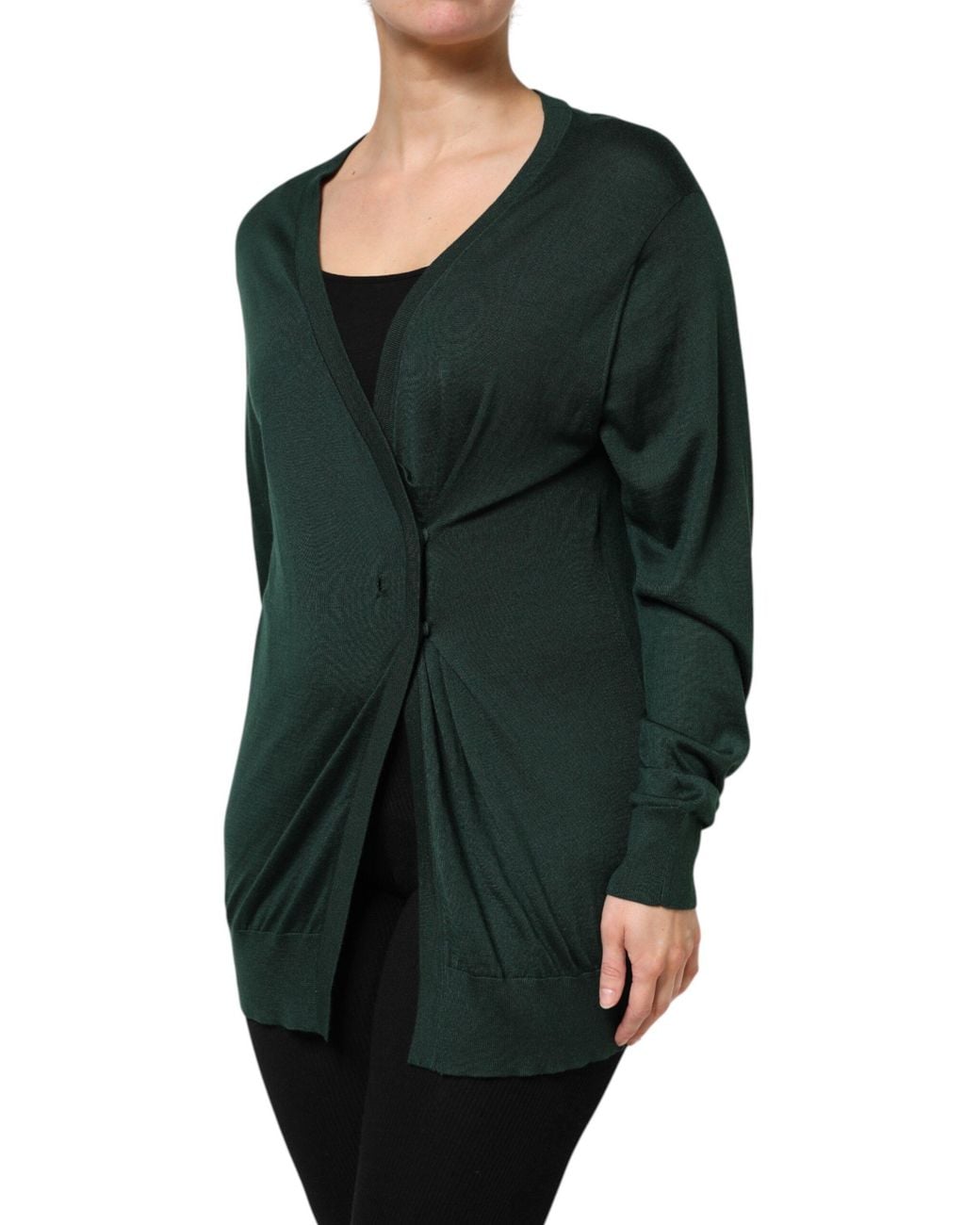 Dolce & Gabbana Green Cashmere Silk Cardigan Sweater