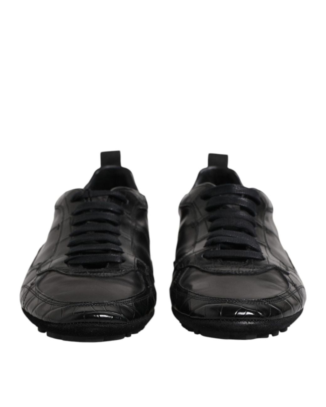 Dolce & Gabbana Black Exotic Leather Low Top Sneakers Shoes for men