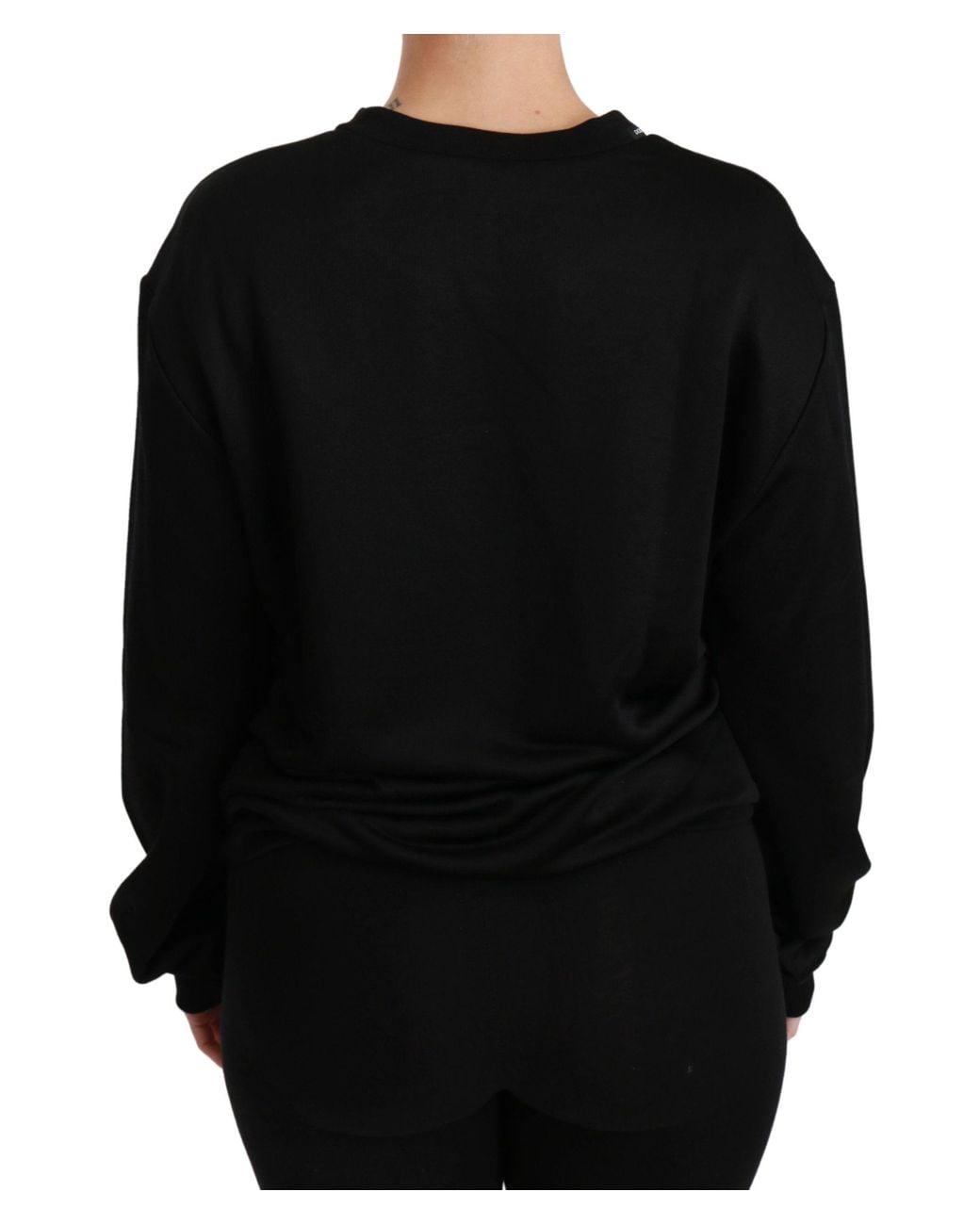 Dolce & Gabbana Black Cotton Crewneck Pullover Sweater