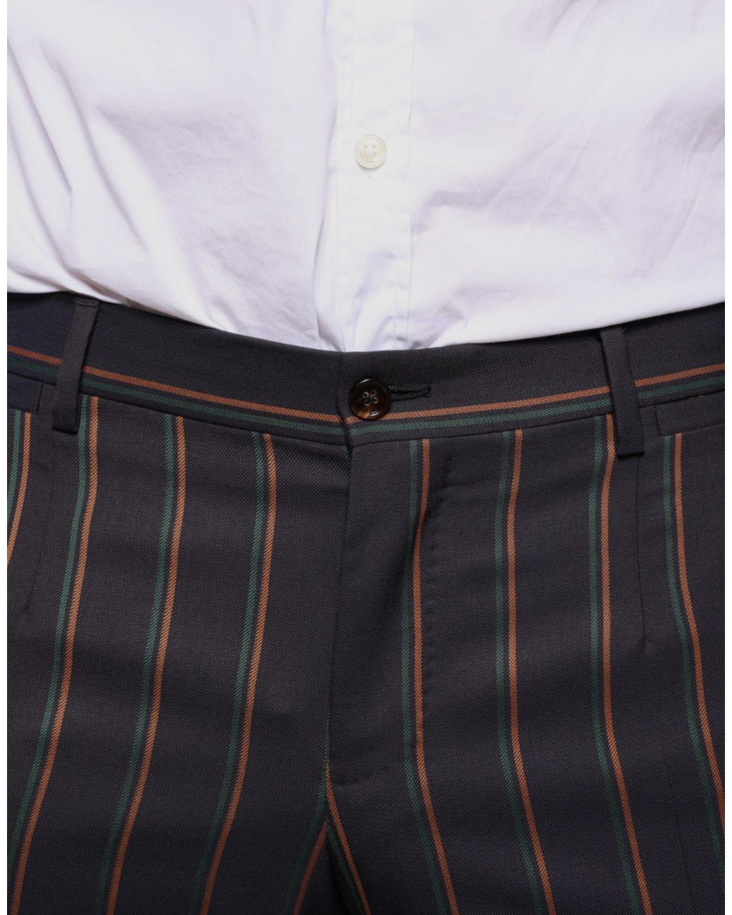 Dolce & Gabbana Blue Stripes Skinny Dress Pants for men