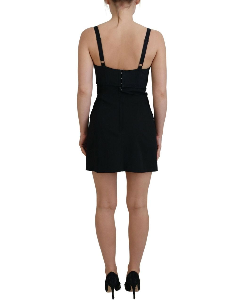 Dolce & Gabbana Black Fit Wool Stretch Sheath Mini Dress